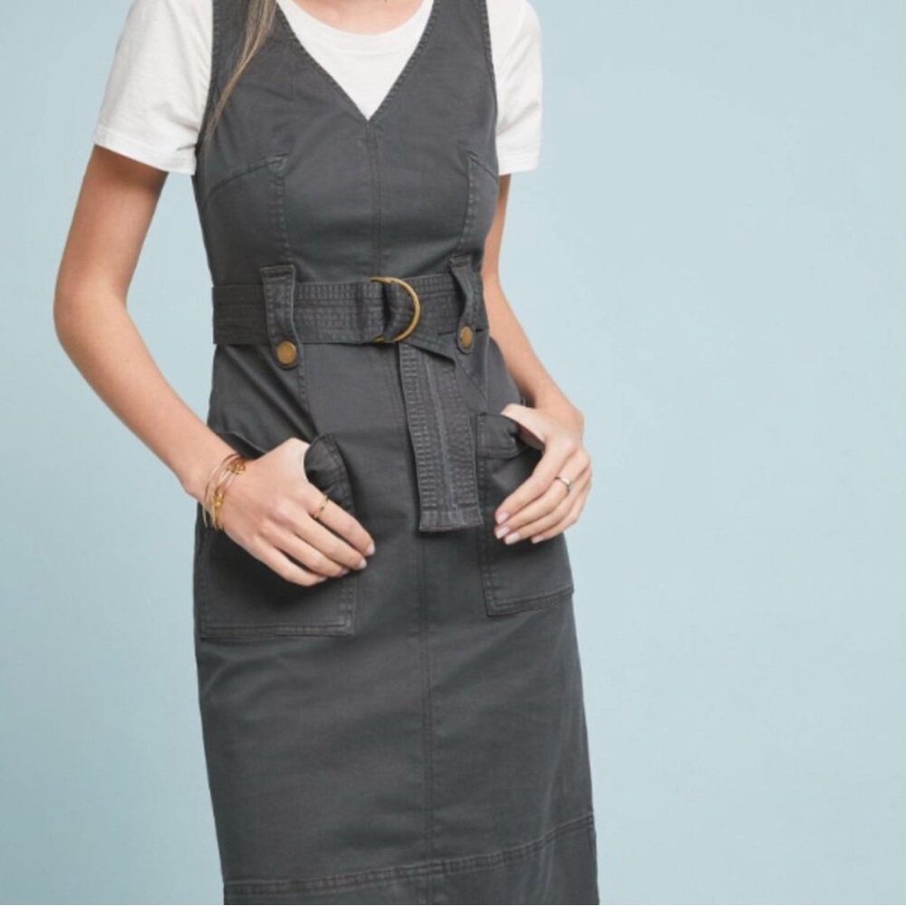 Anthropologie Maeve "Oona" Grey Sleeveless Utility Dress